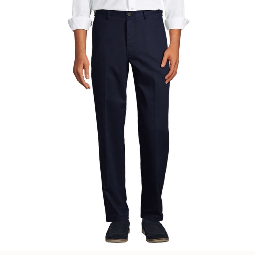 Lands End Men's No Iron Traditional Fit Plain Front Chino Pants Size 32 NWOT